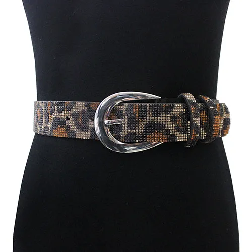 15 Row Rhinestone Embellished Belt