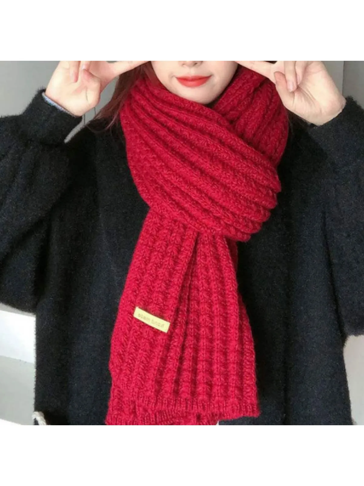 1pc Ladies' Winter Thick Knitted Scarf With Wool, Comfortable & Fashionable, Suitable For Daily Life & Date