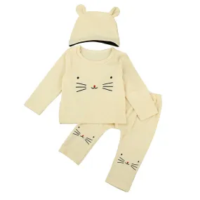 3 Piece Little Kitty Baby Girl Shirt, Pants, and Hat Set