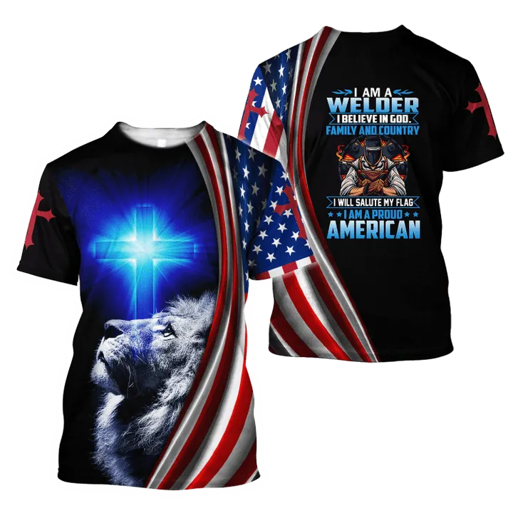 3D All Over Print Welder T Shirt, American Welder Believe In God, American Welder Shirt