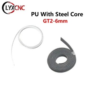 Anti-wear Reinforce Open Belt GT2 Belt PU with Steel Core GT2 Belt Black & White 2GT Timing Belt Width 6mm For 3D Printer Parts