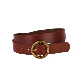 Bamboo Joint Circle Buckle Leather Belt