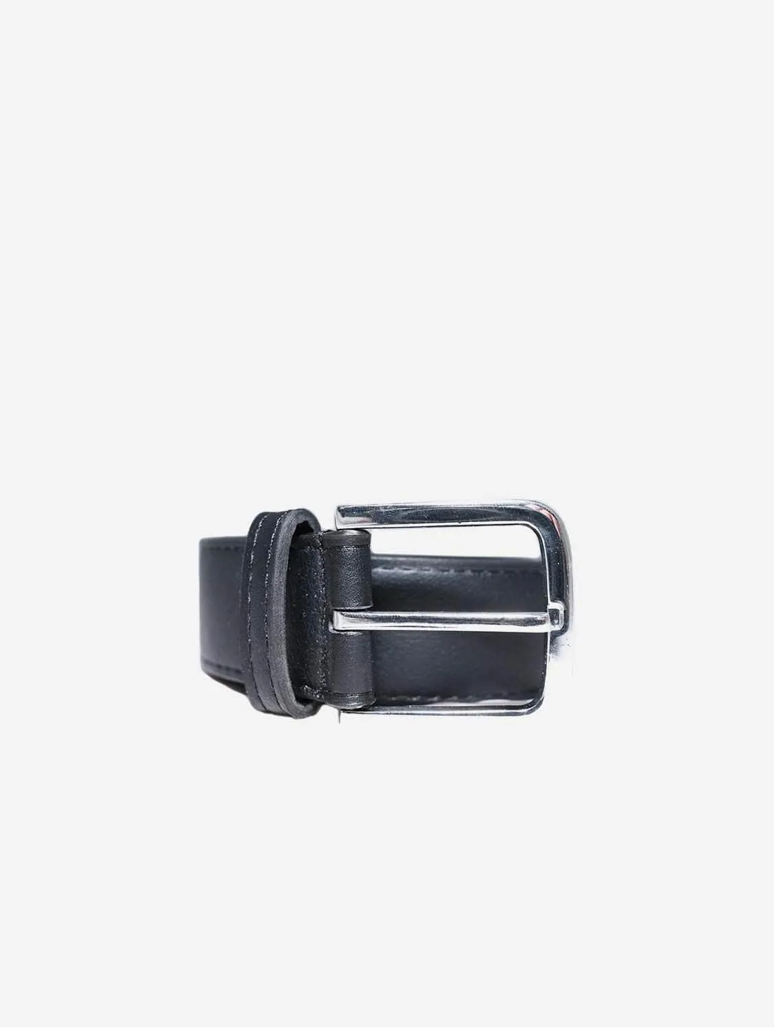 Bo Silver Buckle Vegan Belt | Black