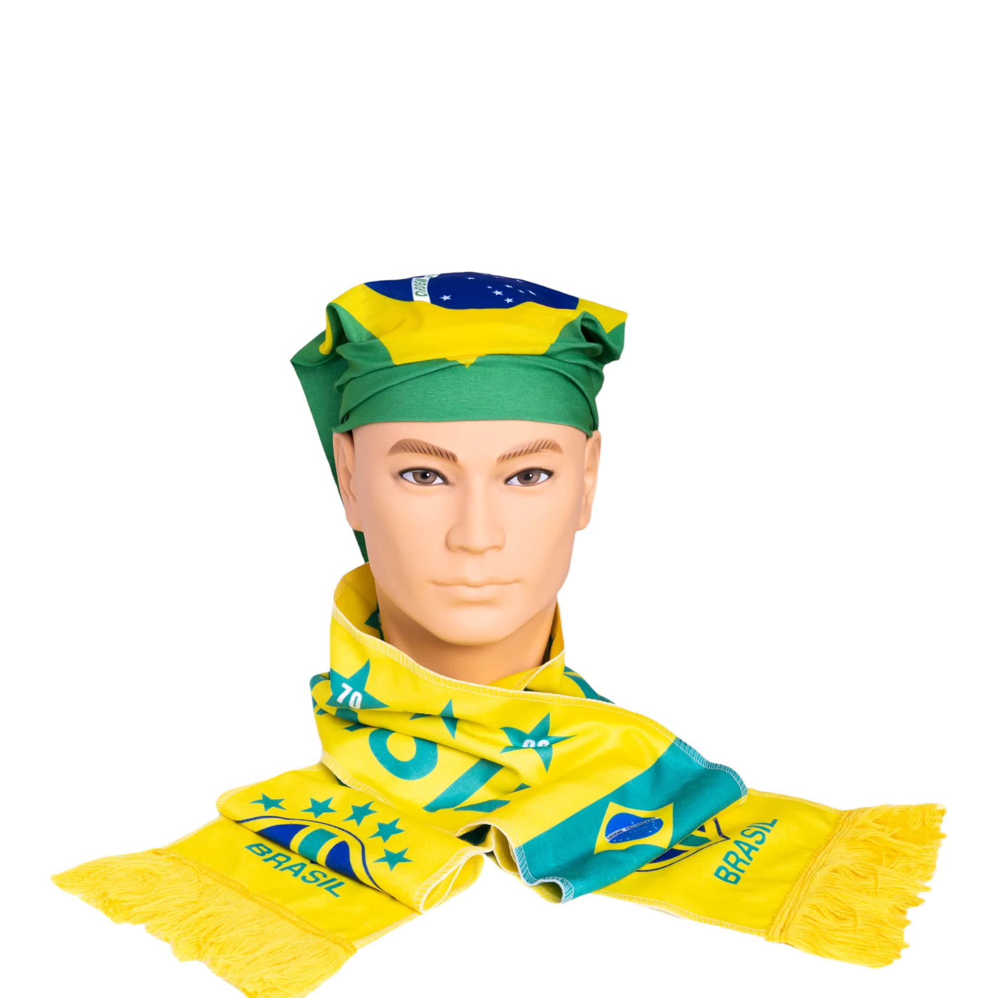 Brasil National Five Champions Scarf, Wristband, Head Cover 3 Pcs Fan Set