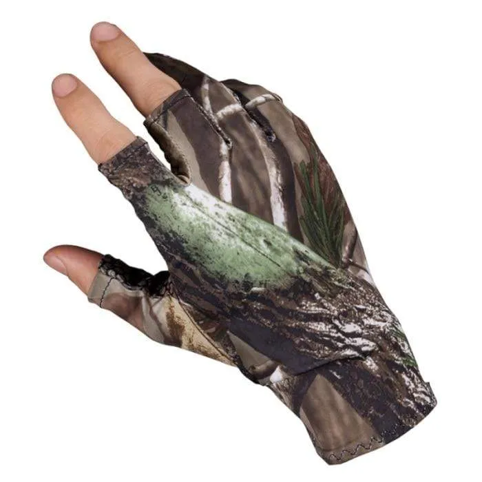 Camo Fishing Gloves Camouflage Anti-Slip Elastic Thin Mitten 3 Fingers Cut Camping Cycling Hunting Half-Finger Gloves Camouflage