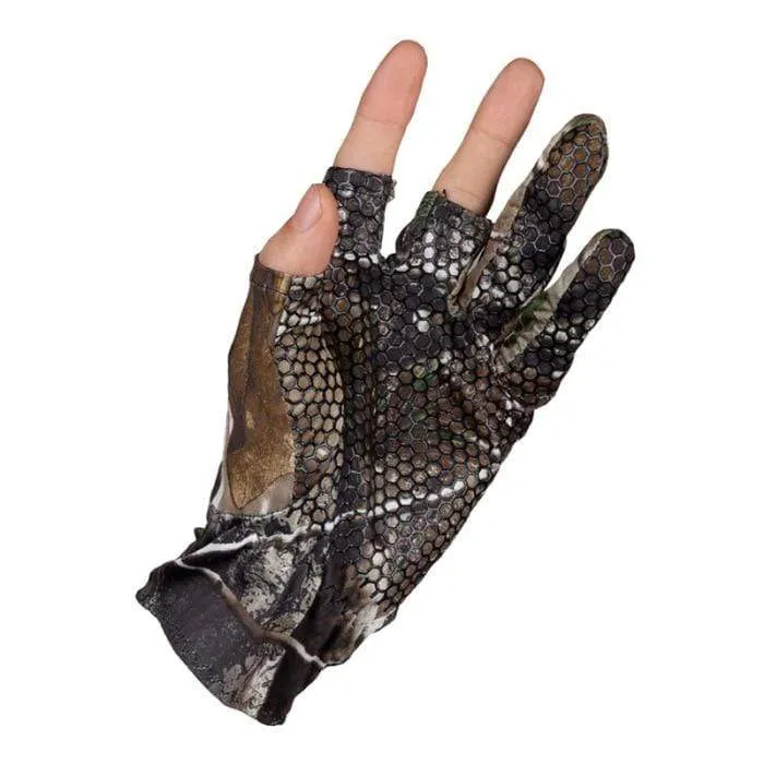 Camo Fishing Gloves Camouflage Anti-Slip Elastic Thin Mitten 3 Fingers Cut Camping Cycling Hunting Half-Finger Gloves Camouflage