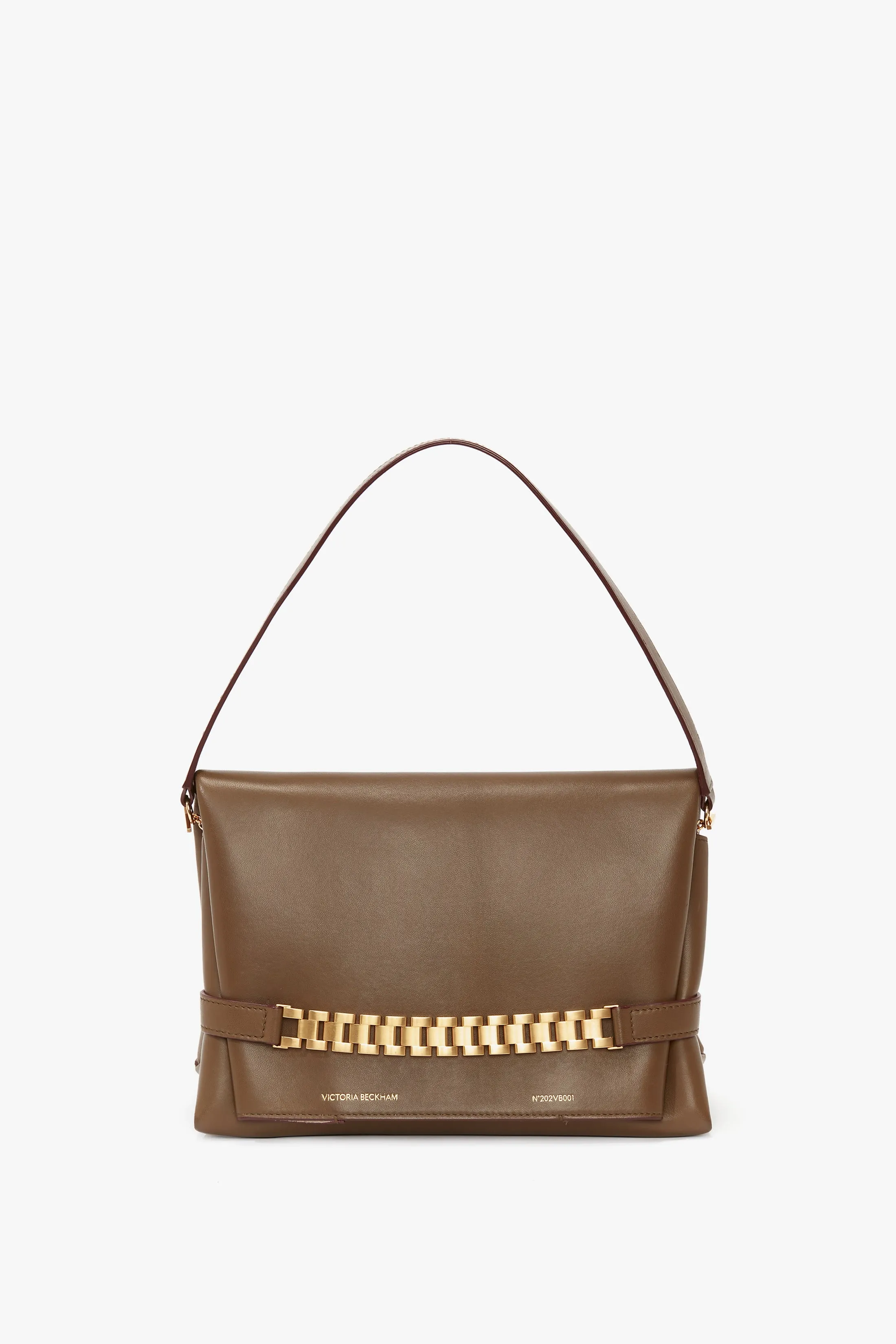 Chain Pouch With Strap In Khaki Leather