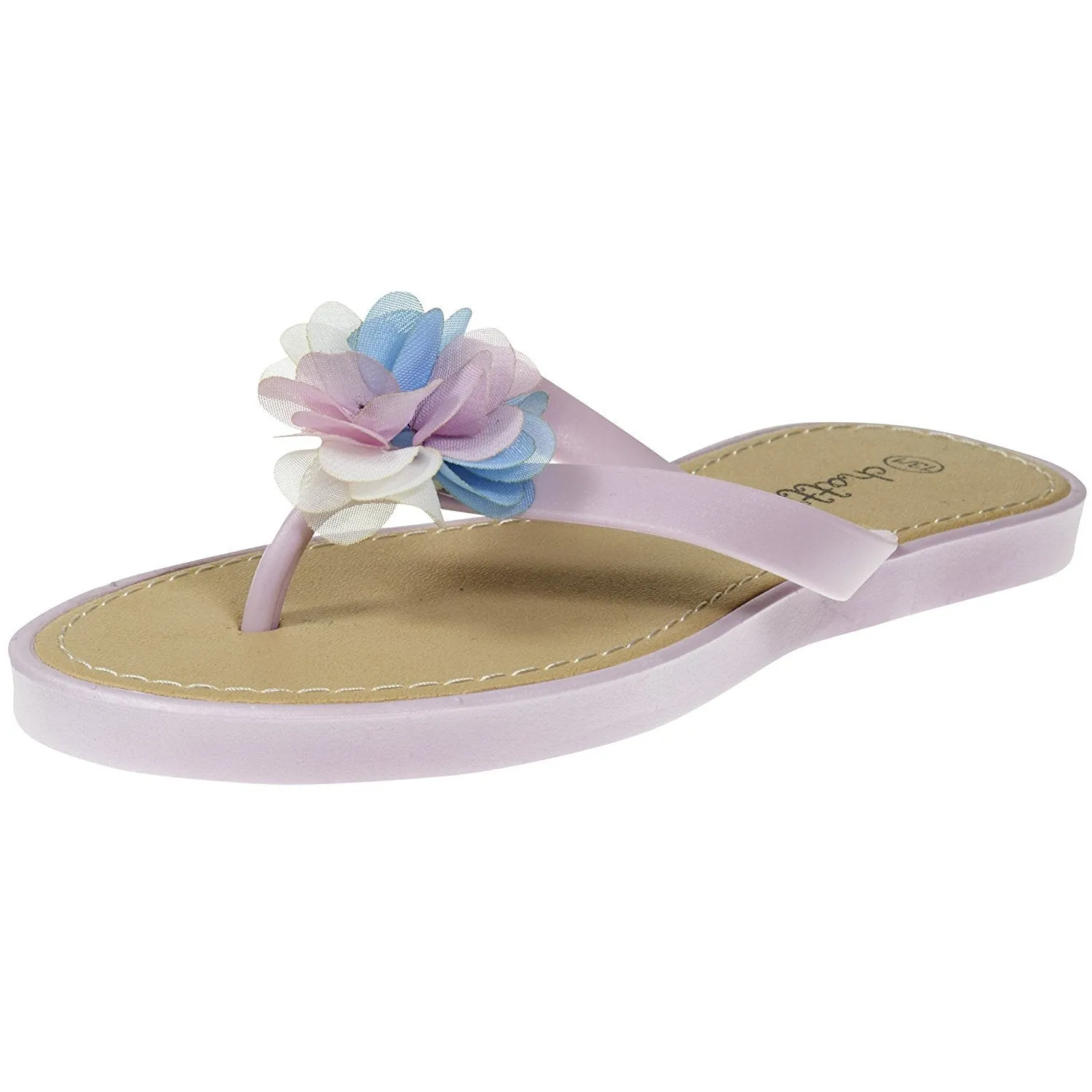 Chatties By Sara Z Jelly PCU Thong Flip Flop Sandal with Flower for Girls Big Kid