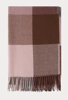 Contrast Squares Tasseled Scarf