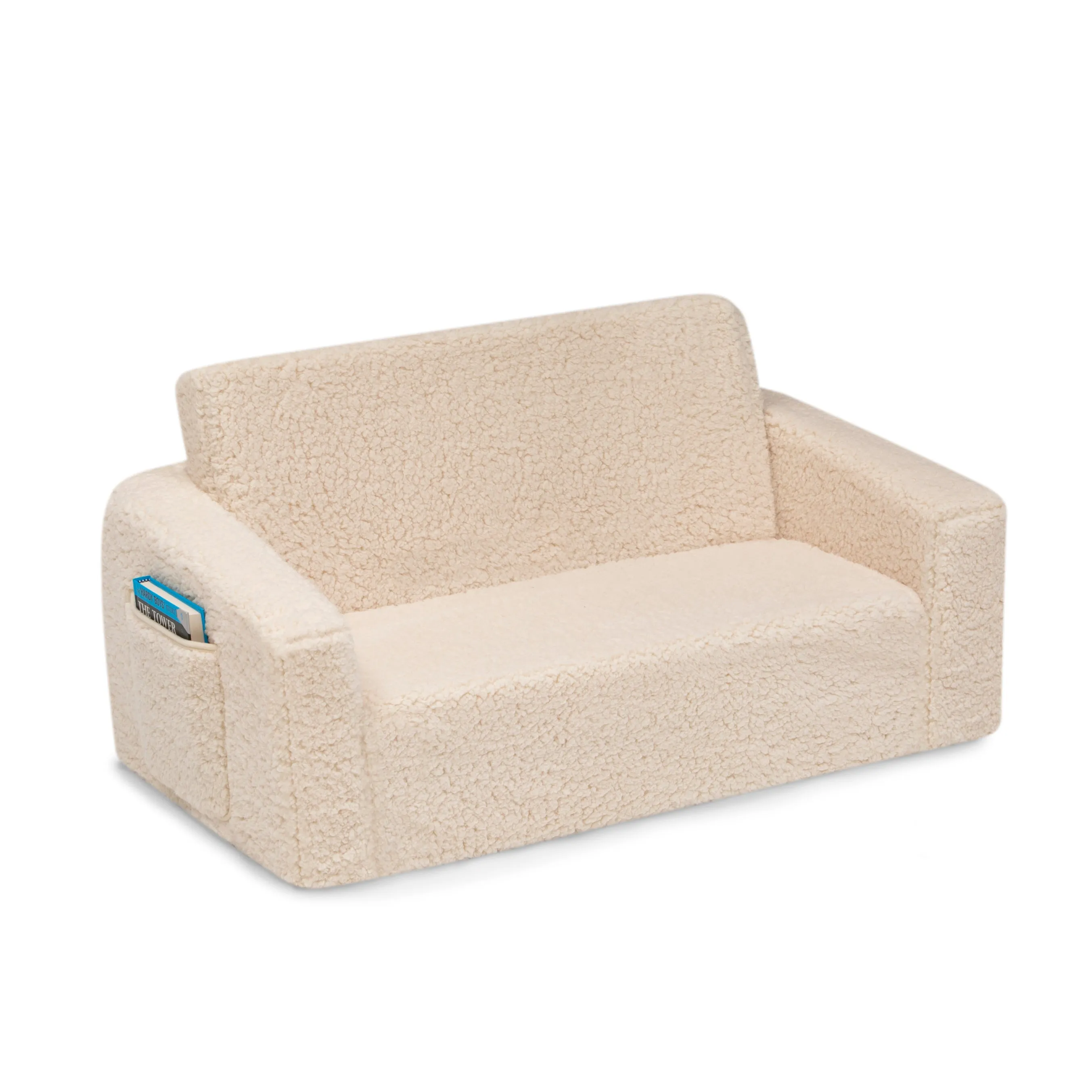 Cozee Flip-Out Sherpa 2-in-1 Convertible Sofa to Lounger for Kids