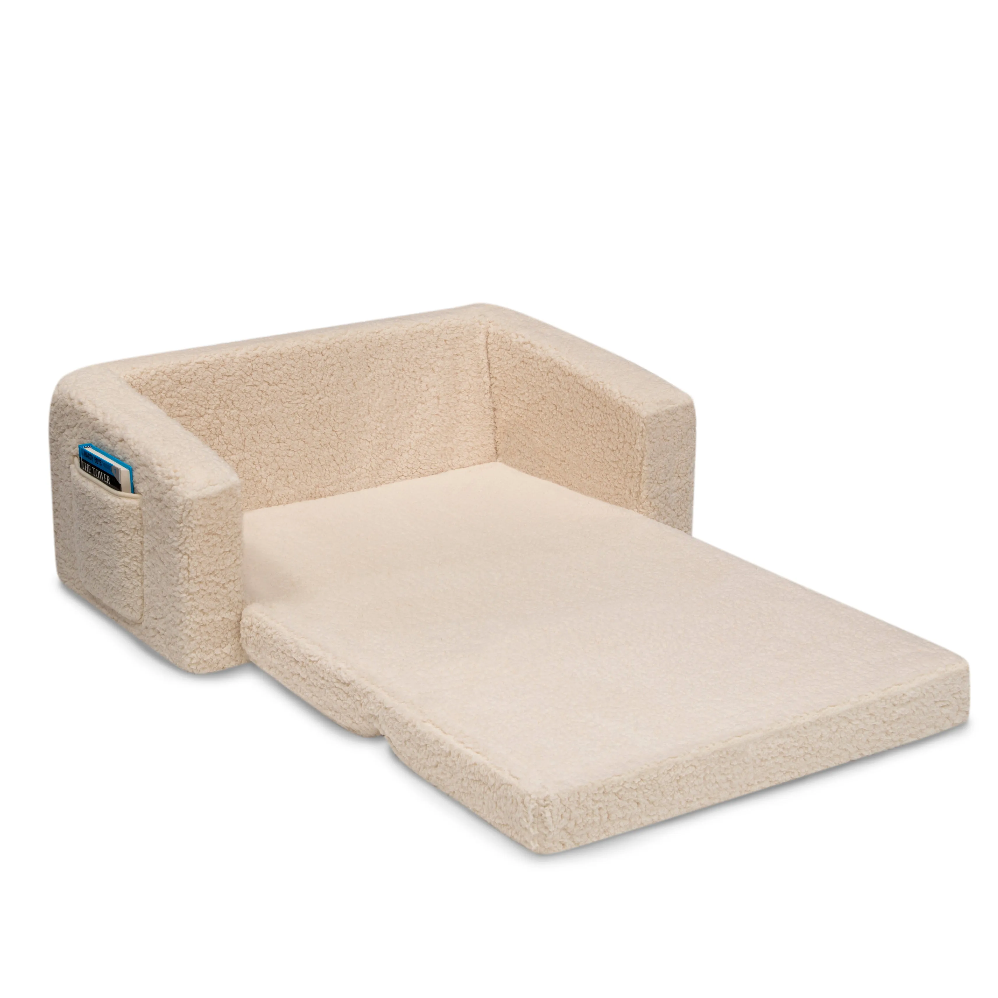 Cozee Flip-Out Sherpa 2-in-1 Convertible Sofa to Lounger for Kids