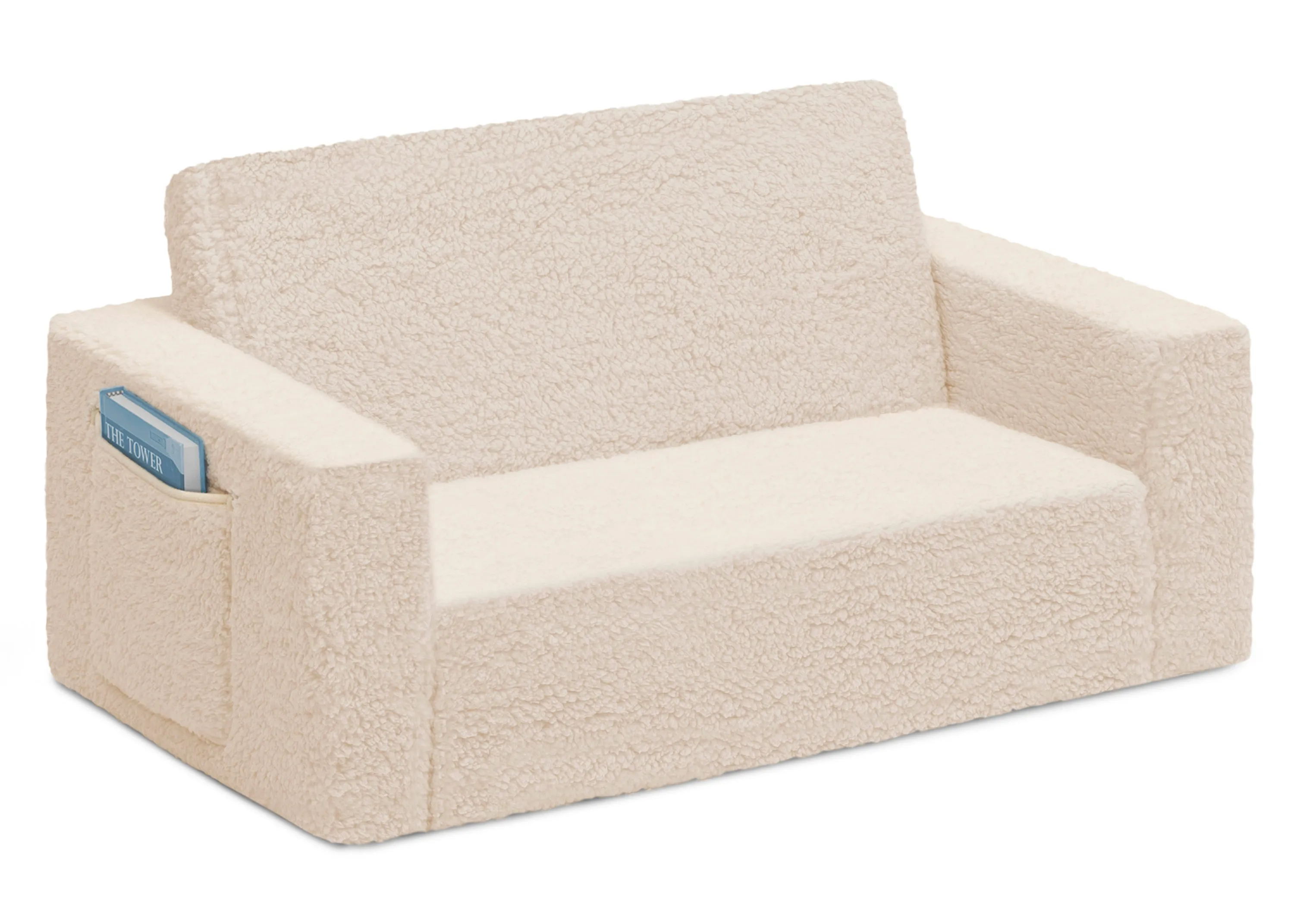 Cozee Flip-Out Sherpa 2-in-1 Convertible Sofa to Lounger for Kids