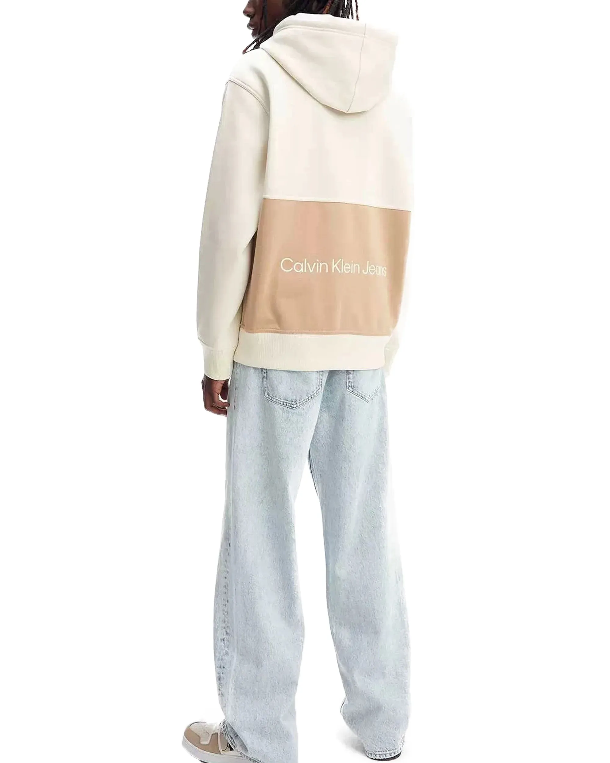 Felpa Uomo Calvin Klein Blocking Hoodie Eggshell