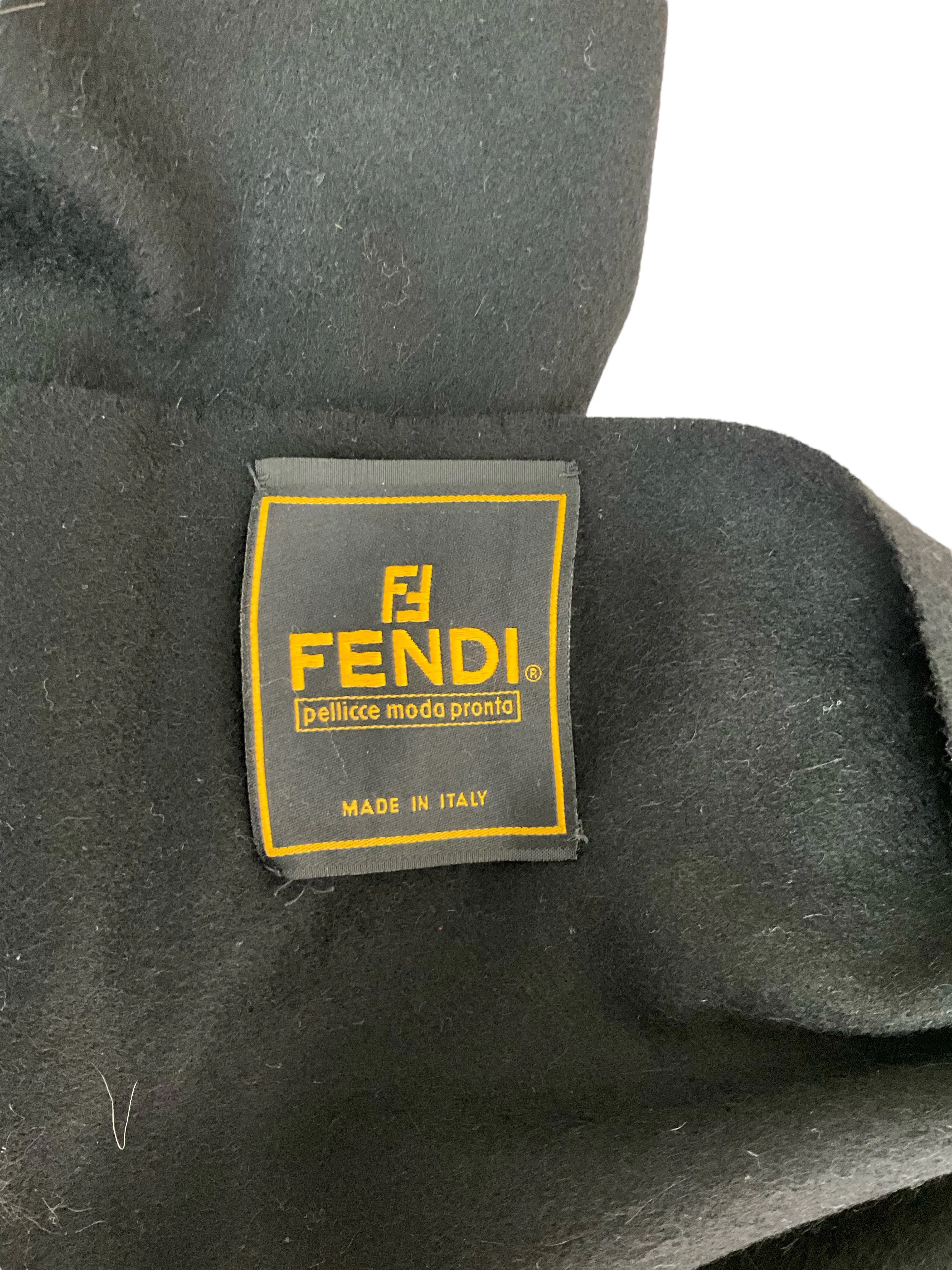 Fendi Black Wool Scarf With Fur