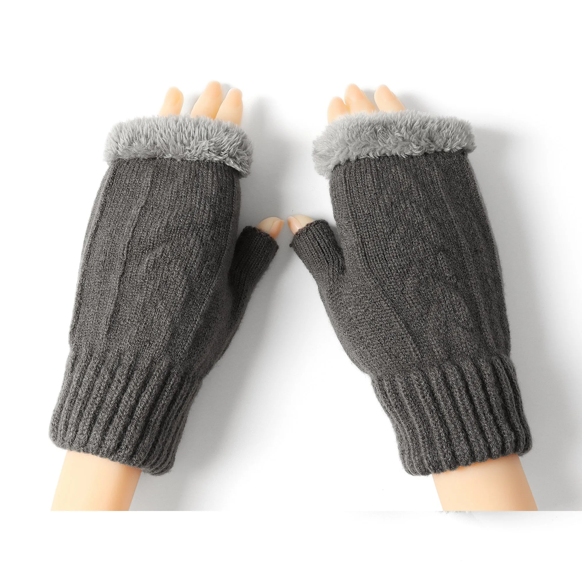 Fingerless Ultra Plush Knit Gloves