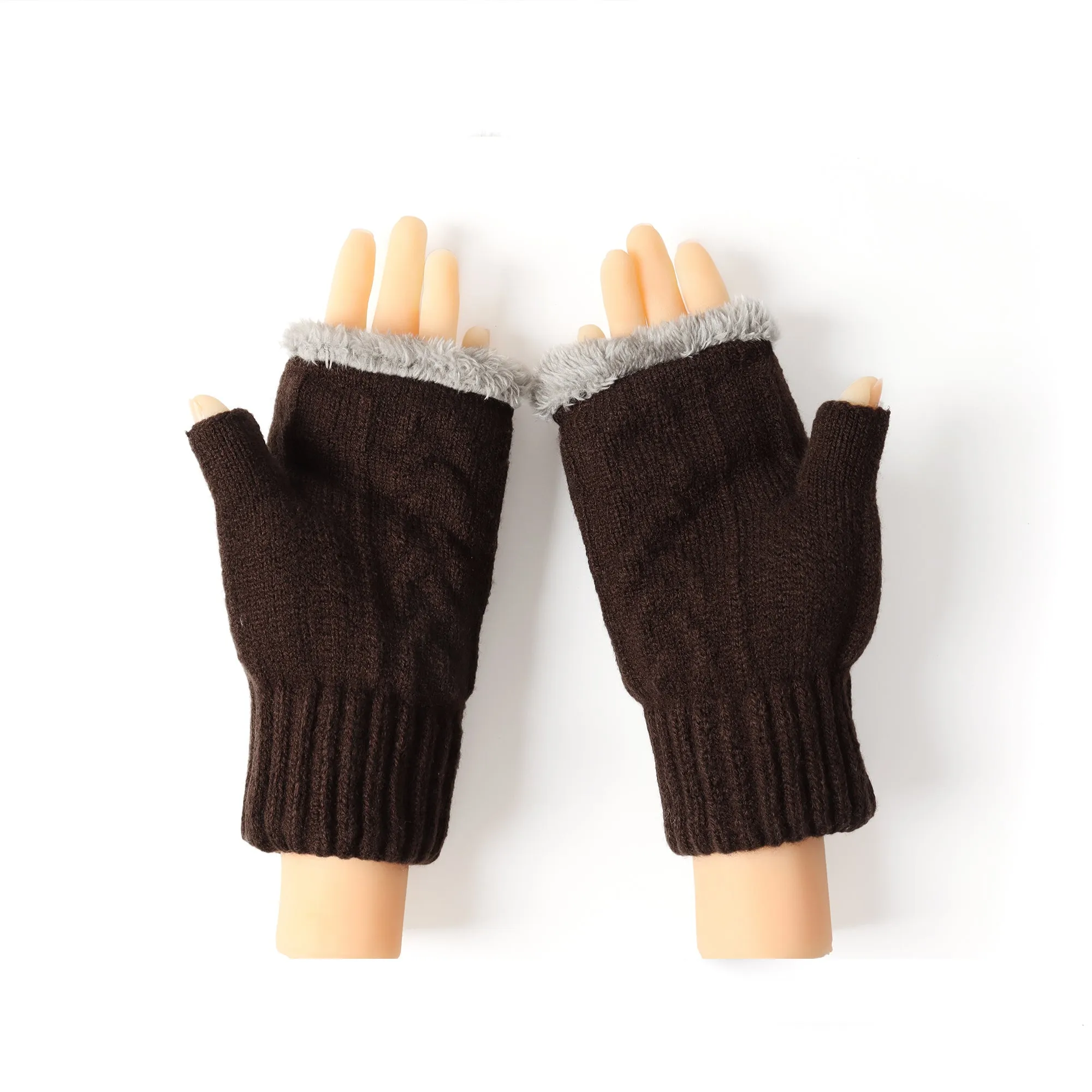 Fingerless Ultra Plush Knit Gloves