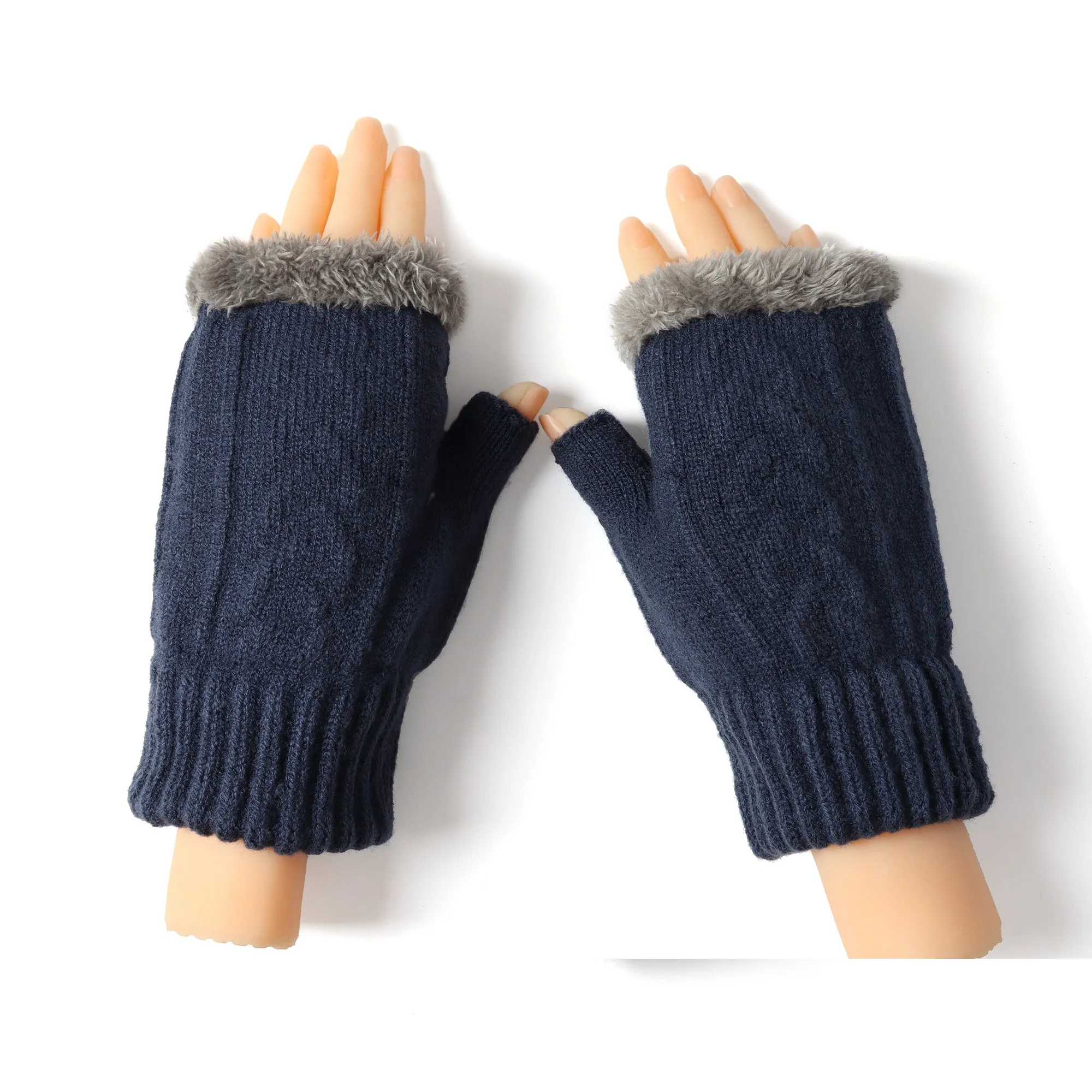 Fingerless Ultra Plush Knit Gloves