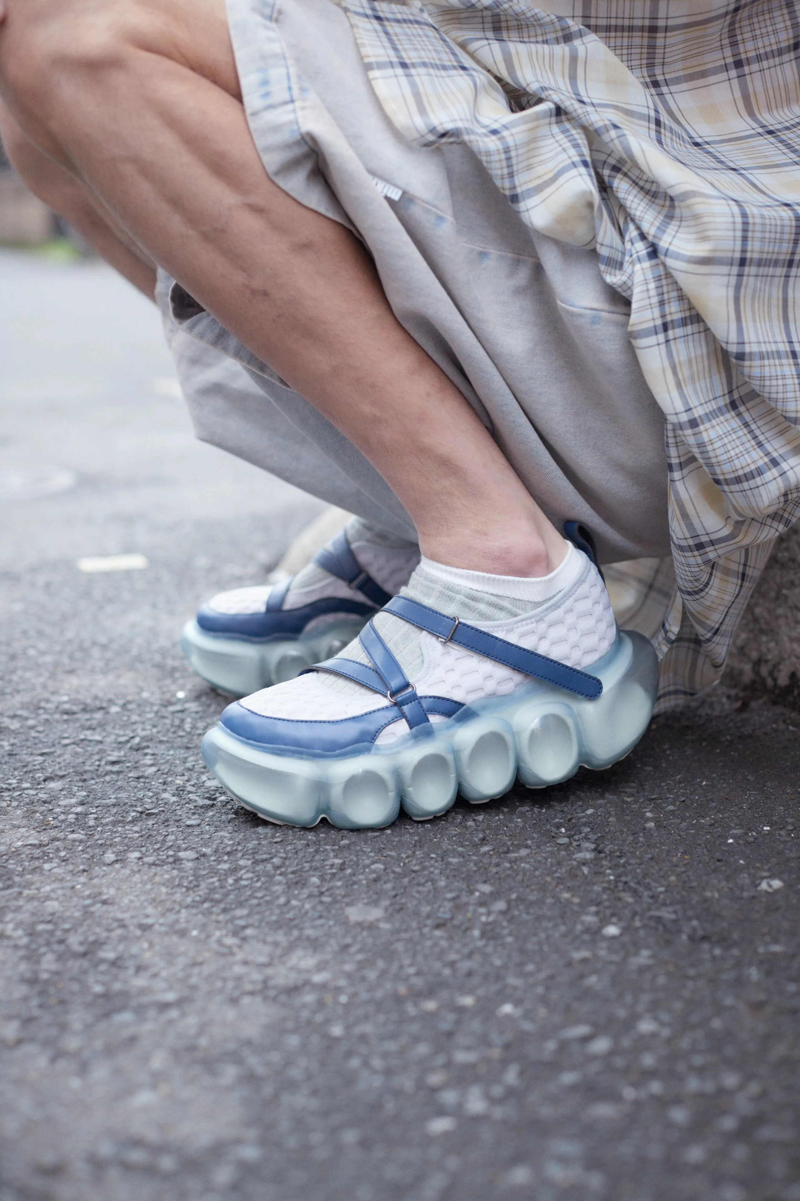 Half Denim Pants / Washed Blue