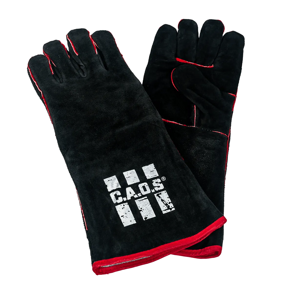 Heatproof Camp Oven and Welding Gloves (Black/Red Trim)