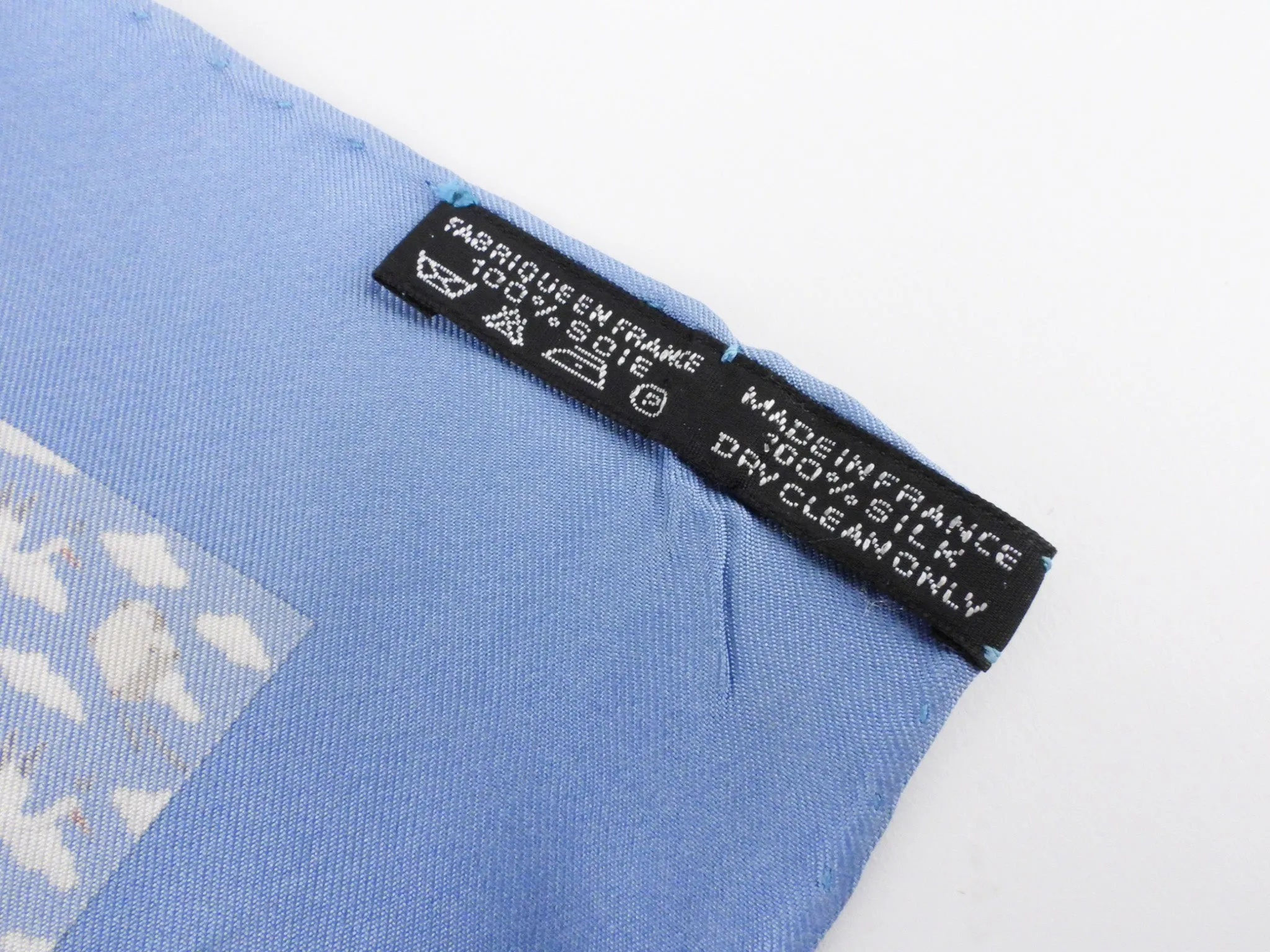 Hermes Blue Silk Pocket Square