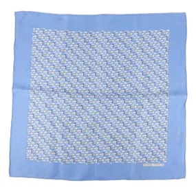 Hermes Blue Silk Pocket Square