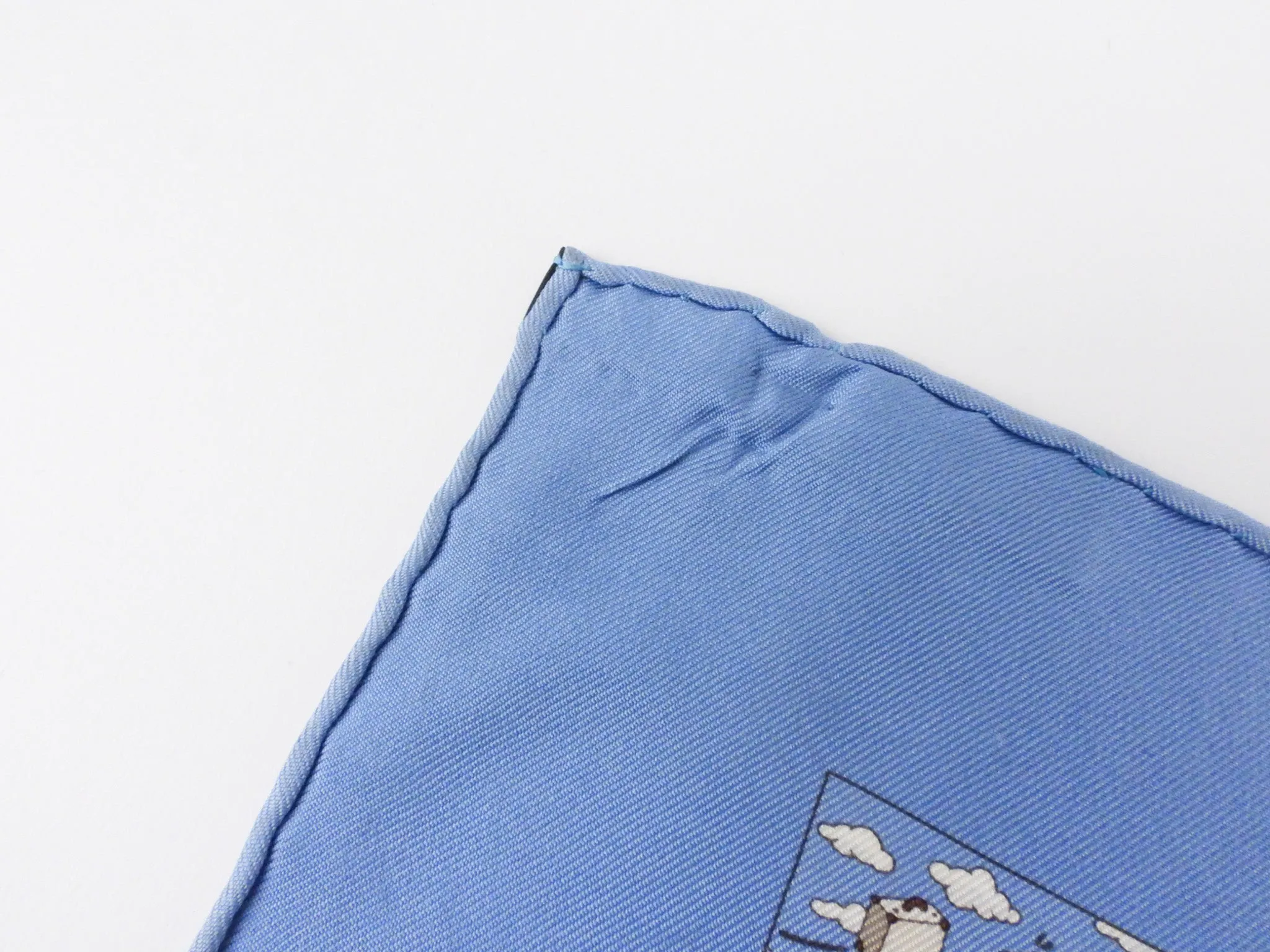 Hermes Blue Silk Pocket Square