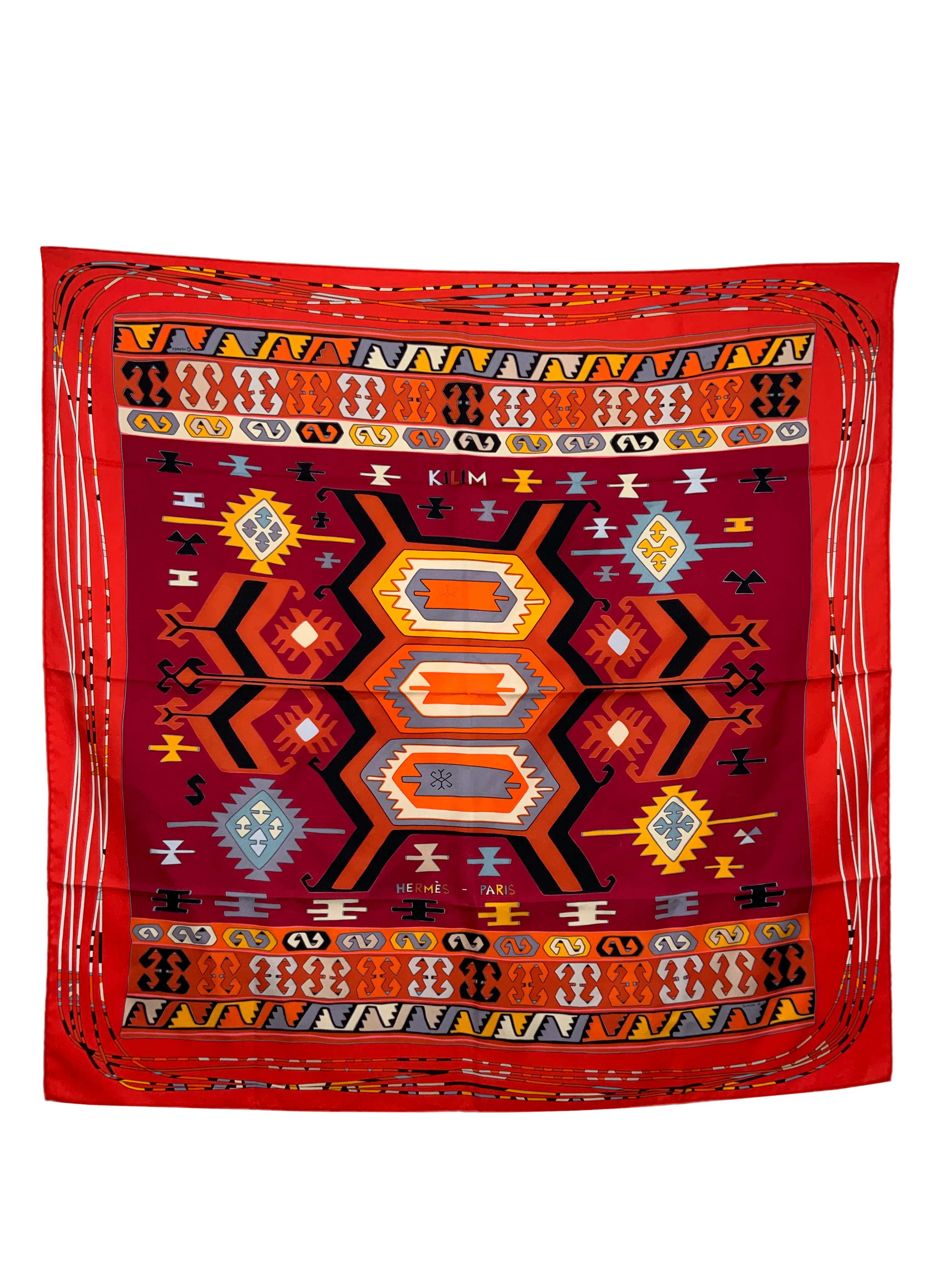 HERMES Kilim Silk Scarf 90