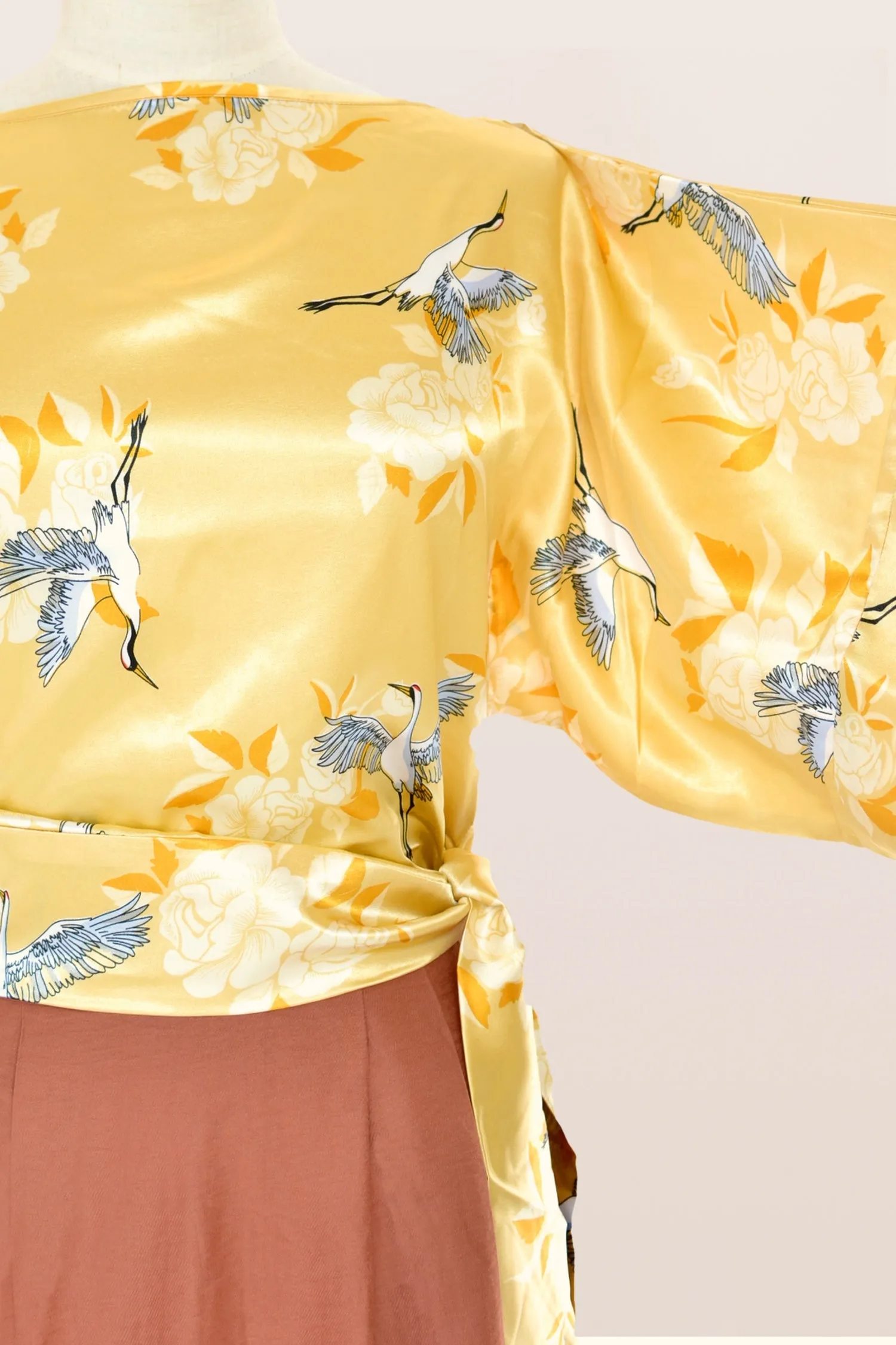 Kimono Crane Yellow Blouse