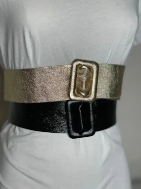 Leather Belt in Black or Gold