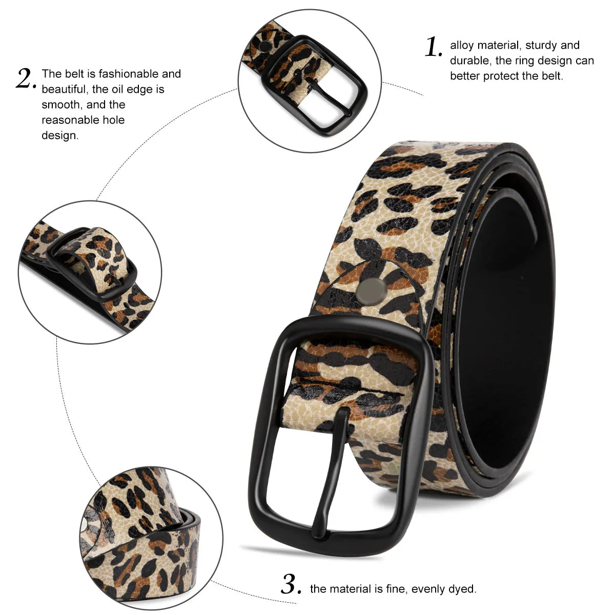 Leopard Printed Leather Belt 3 Colors