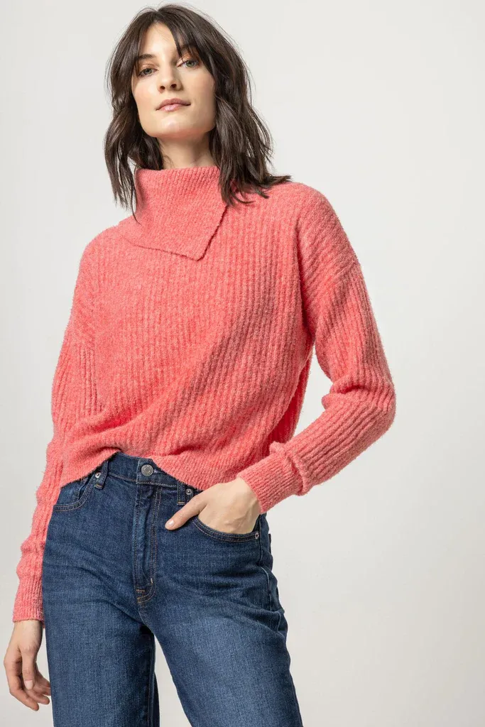 PA2409cps Lilla P Easy Split Collar Sweater