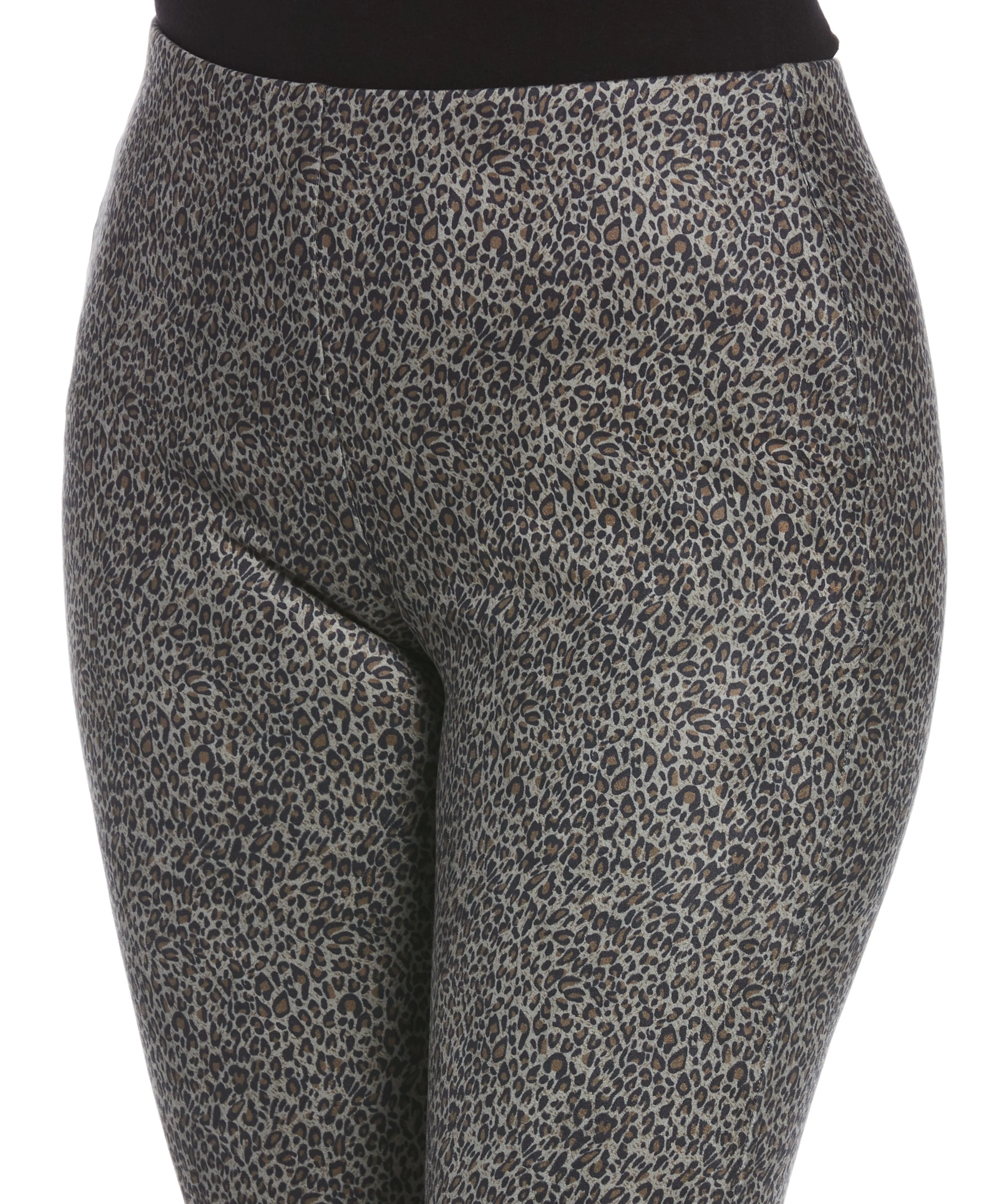 Petite Cheetah Pattern Scuba Suede Pull-On Slim Leg Pant