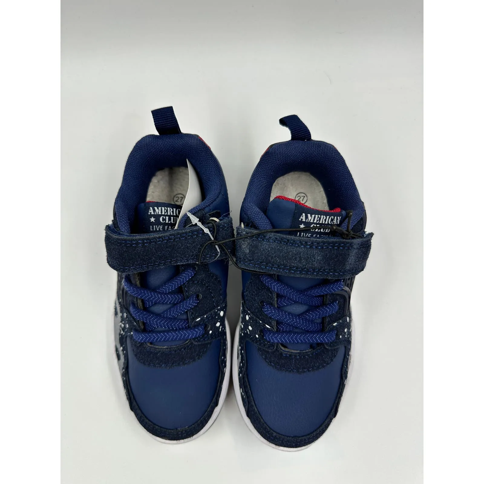 Small Kid Size 10, Blue Sneaker with Straps, White and Black Design on Trim