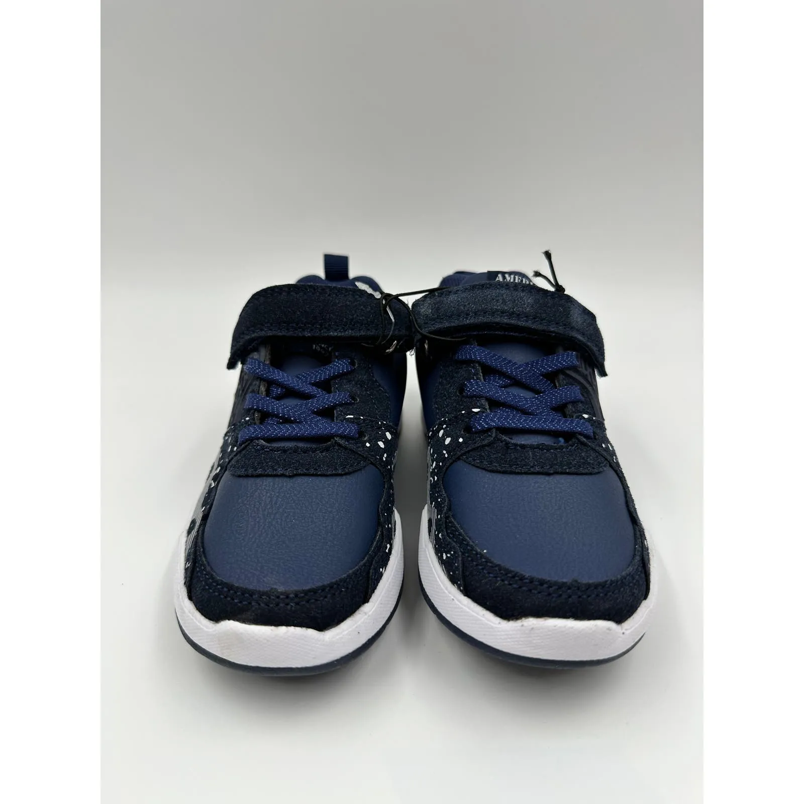 Small Kid Size 10, Blue Sneaker with Straps, White and Black Design on Trim