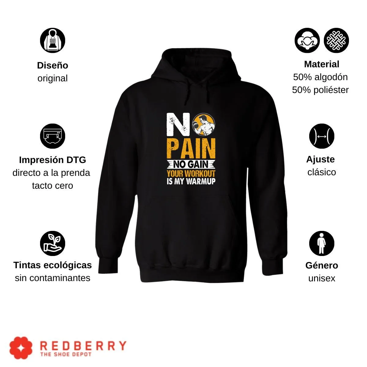 Sudadera Hombre  Hoodie Gym Ejercicio Fitness 012