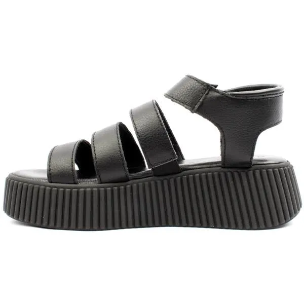 Tamaris Leather Black Wedge Sandal