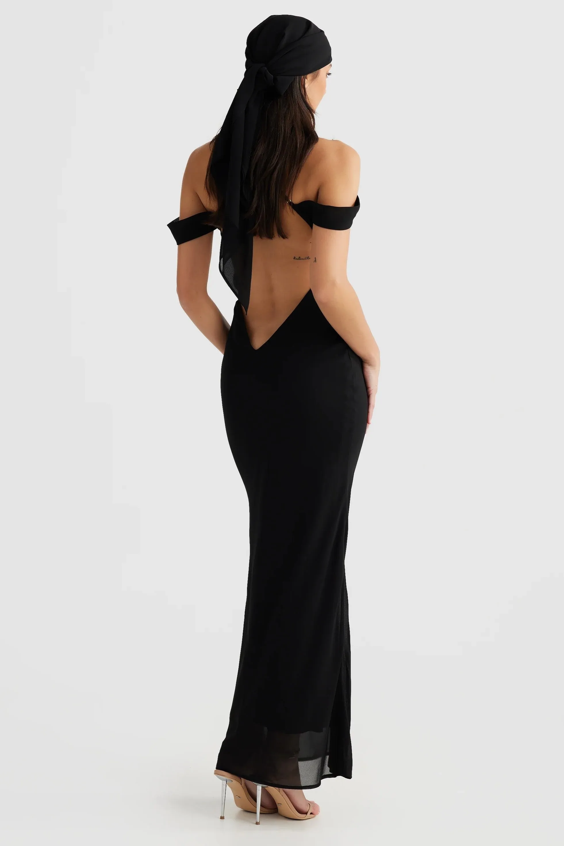 Vienna Bias Cut Gown - Black