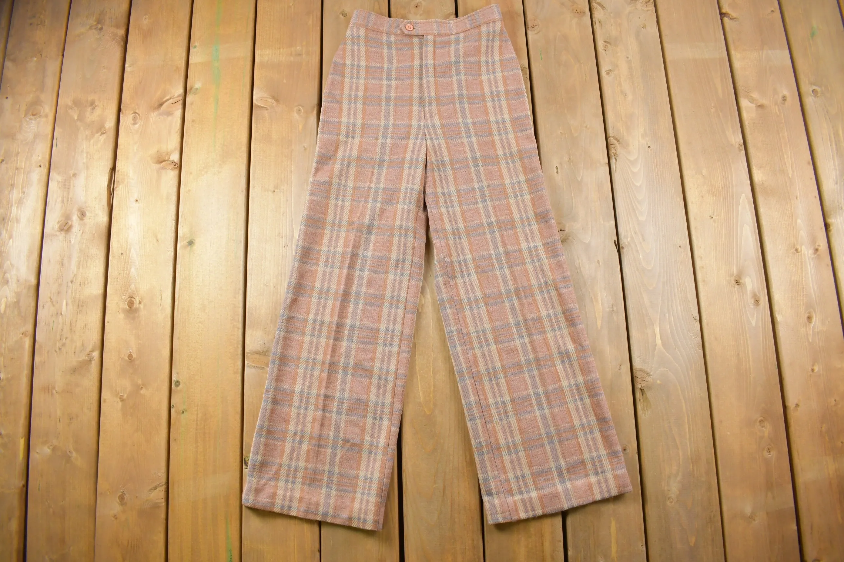 Vintage 1960s Jack Winter Wool Plaid Pants / Size 24 x 27 / True Vintage / Bottoms / Vintage Pants / Retro Style / Made in USA