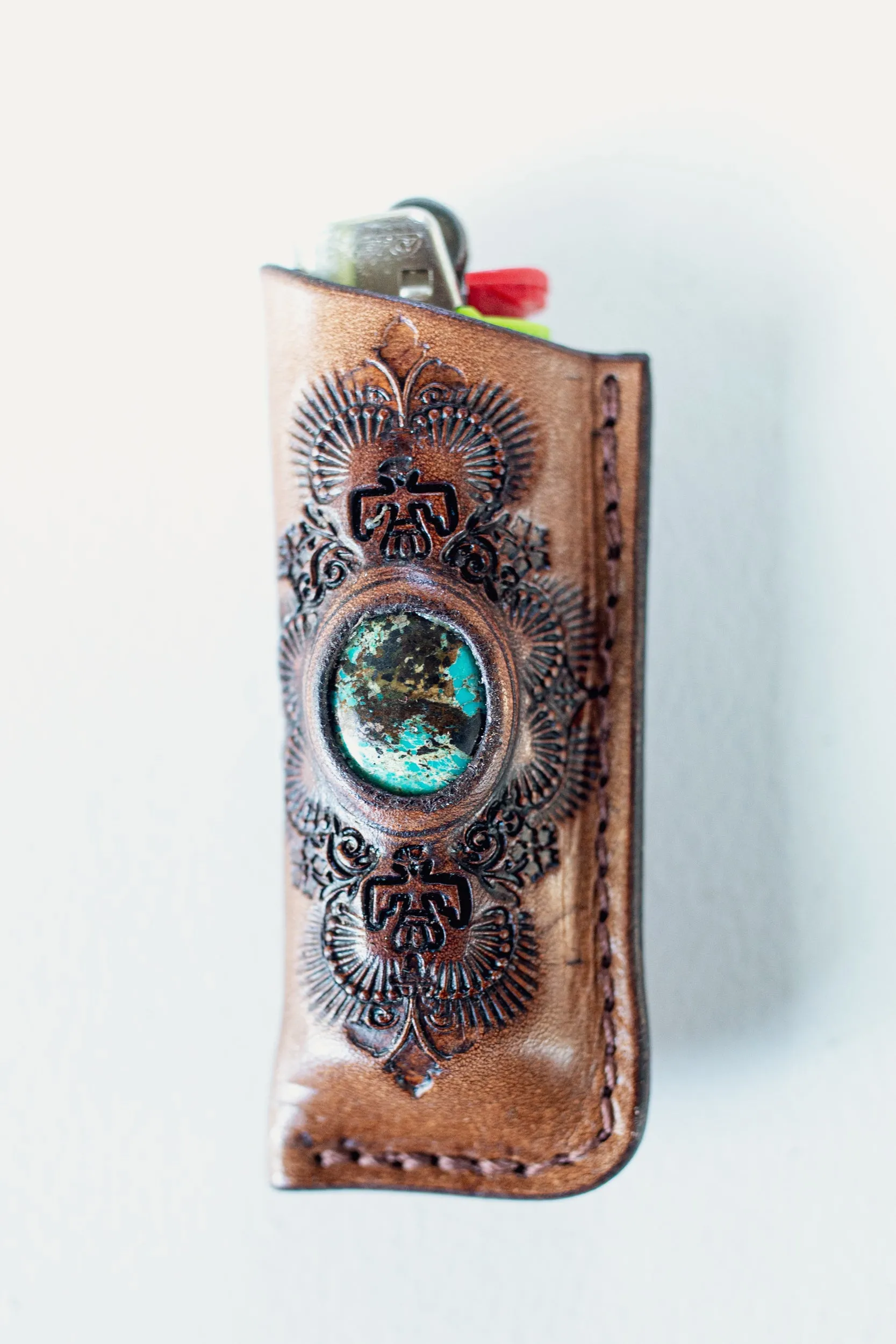 Woodstock Lighter Case with Turquoise